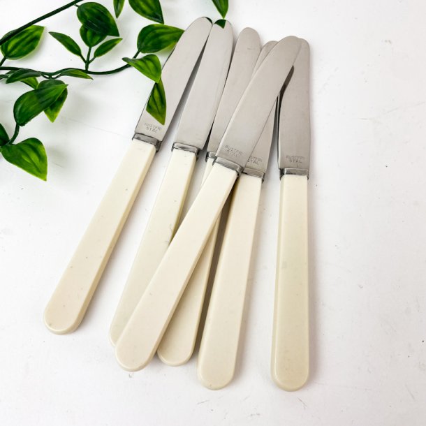Vintage frugtknive med lyse sk�fter � 6 stk