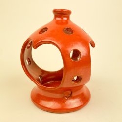 Orange retro fyrfadsstage i keramik
