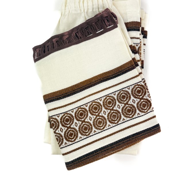 Retro-Kchengardin  4 Teile, Braun gemustert