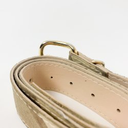 Vintage b�lte i diagonalstribet lyst ruskind - 83 cm