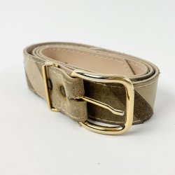 Vintage b�lte i diagonalstribet lyst ruskind - 83 cm