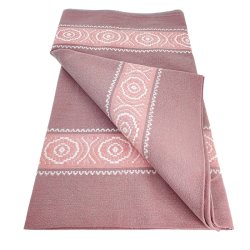 Rosa Retro-Tischlufer mit Webmuster  150 cm