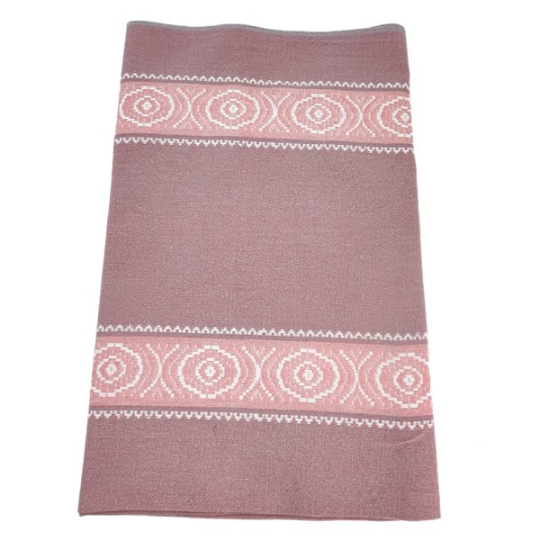 Rosa Retro-Tischlufer mit Webmuster  150 cm