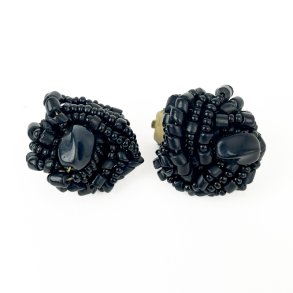 Vintage Ohrclips mit schwarzen Perlen