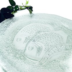 Vintage glasfad med fisk  Pukeberg, Sverige