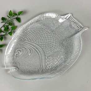 Fransk vintage fiskefad glas