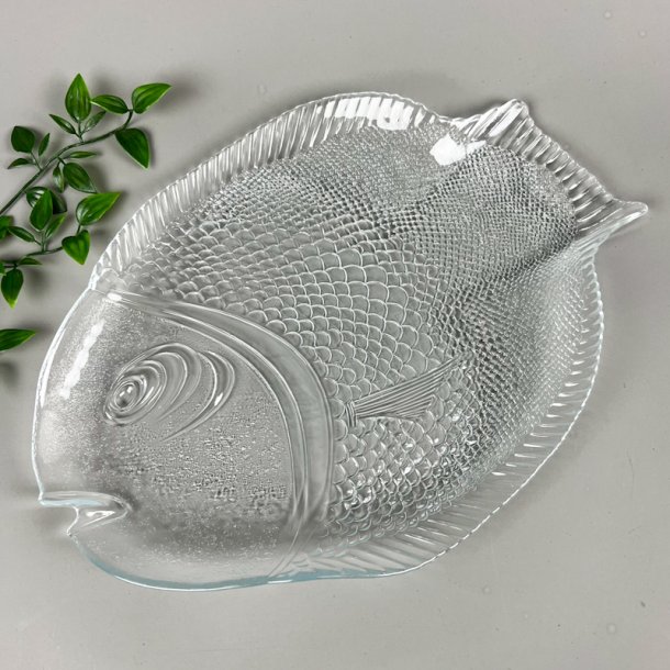 Fransk vintage fiskefad glas