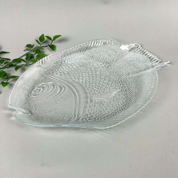 Fransk vintage fiskefad glas