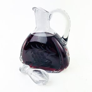 Vintage Kristallkaraffe mit Traubengravur