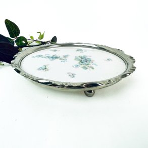 Vintage Flaschenuntersetzer mit blauen Blumen