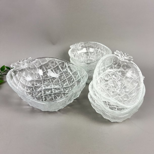 Seks vintage ananas sk�le + serveringssk�l