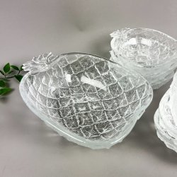 Seks vintage ananas sk�le + serveringssk�l