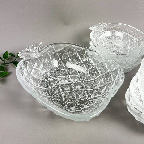 Seks vintage ananas sk�le + serveringssk�l