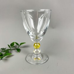 Vintage r�dvinsglas gul stilk