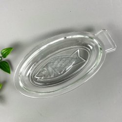 Vintage fiskesk�l presset glas