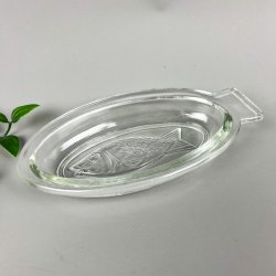 Vintage fiskesk�l presset glas