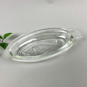 Vintage fiskesk�l presset glas
