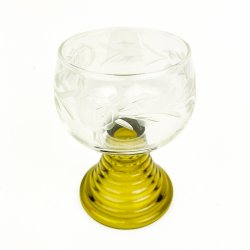 Blomsterslebet vintage vinglas med gr�n fod