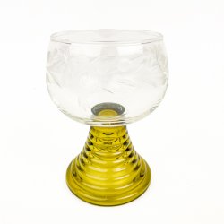 Blomsterslebet vintage vinglas med gr�n fod