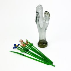Retro glasblomster med vase
