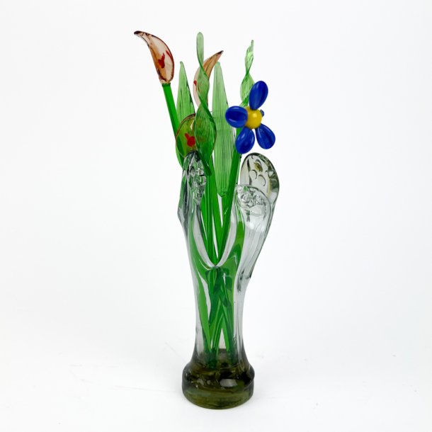 Retro glasblomster med vase