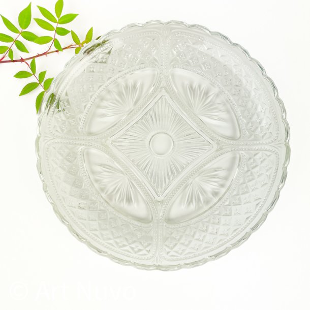 Vintage glasfad med diamantm�nster