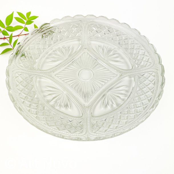 Vintage glasfad med diamantm�nster