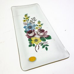 Vintage glasfad med blomster