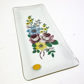 Vintage glasfad med blomster