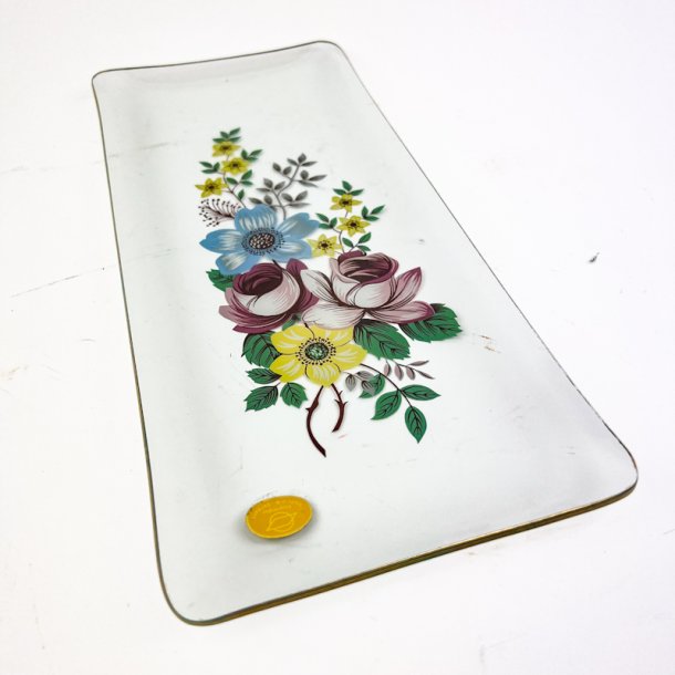 Vintage glasfad med blomster