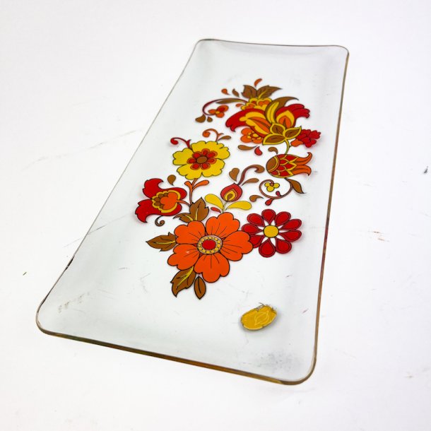 Vintage glasfad med blomster