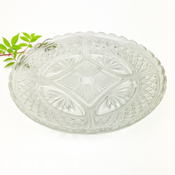 Vintage glasfad med diamantm�nster