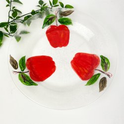 Vintage glasfad med r�de frugter