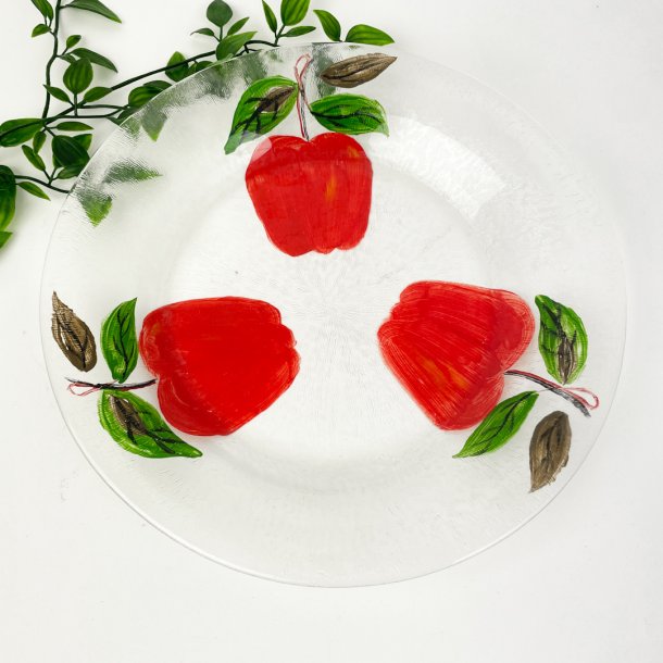 Vintage glasfad med r�de frugter