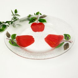 Vintage glasfad med r�de frugter