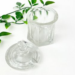 Lille retro glaskrukke med lg