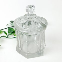 Lille retro glaskrukke med lg