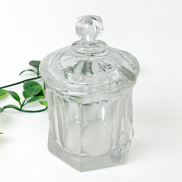 Lille retro glaskrukke med lg