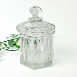 Lille retro glaskrukke med lg