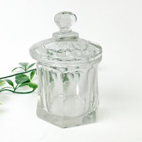 Lille retro glaskrukke med lg