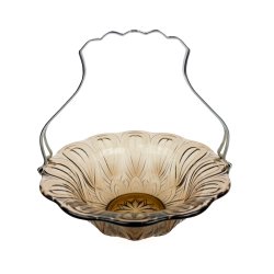R�gfarvet vintage glassk�l med s�lvplethank