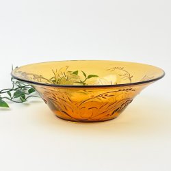 Bernsteinfarbene Vintage-Glasschale  