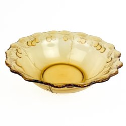 Ravfarvet vintage glassk�l med kirseb�r