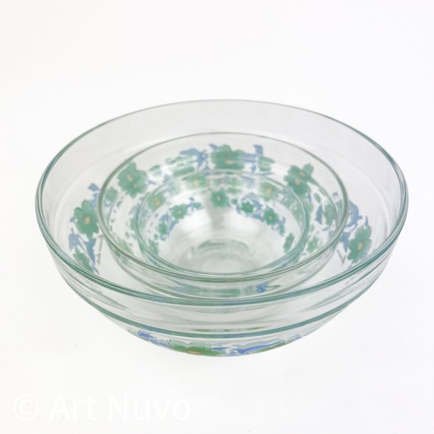 Tre blomstrede retro glassk�le