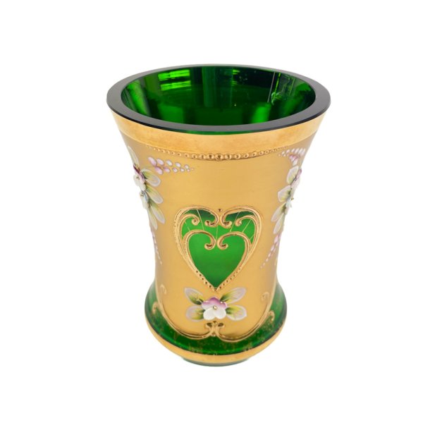 Elegant gr�n vintage glasvase