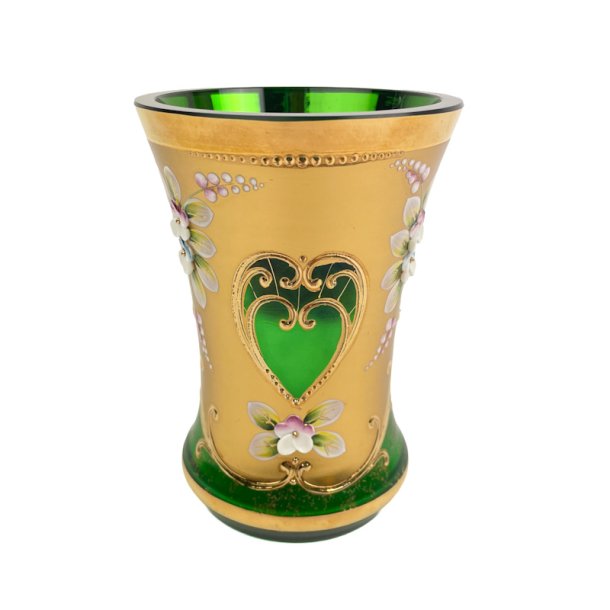 Elegant gr�n vintage glasvase