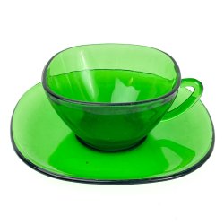 Grne Vintage-Tasse mit Untertasse
