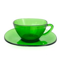 Grne Vintage-Tasse mit Untertasse
