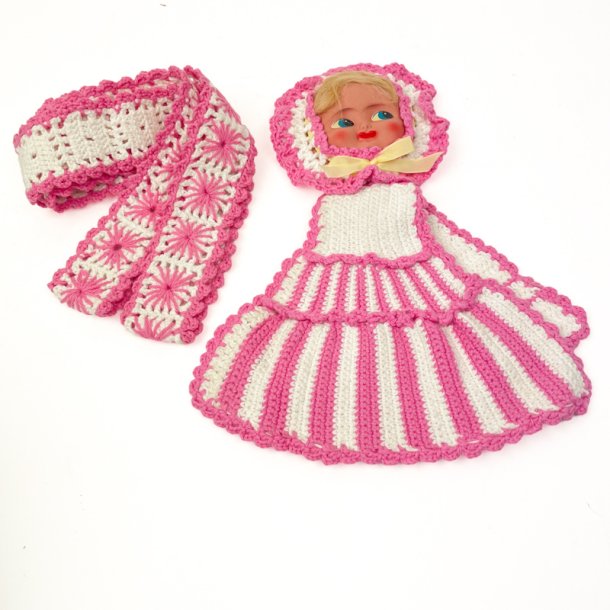 Fantastisk h�klet vintage grydelappedukke
