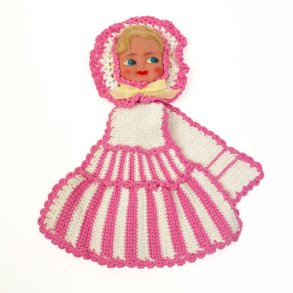 Fantastisk h�klet vintage grydelappedukke